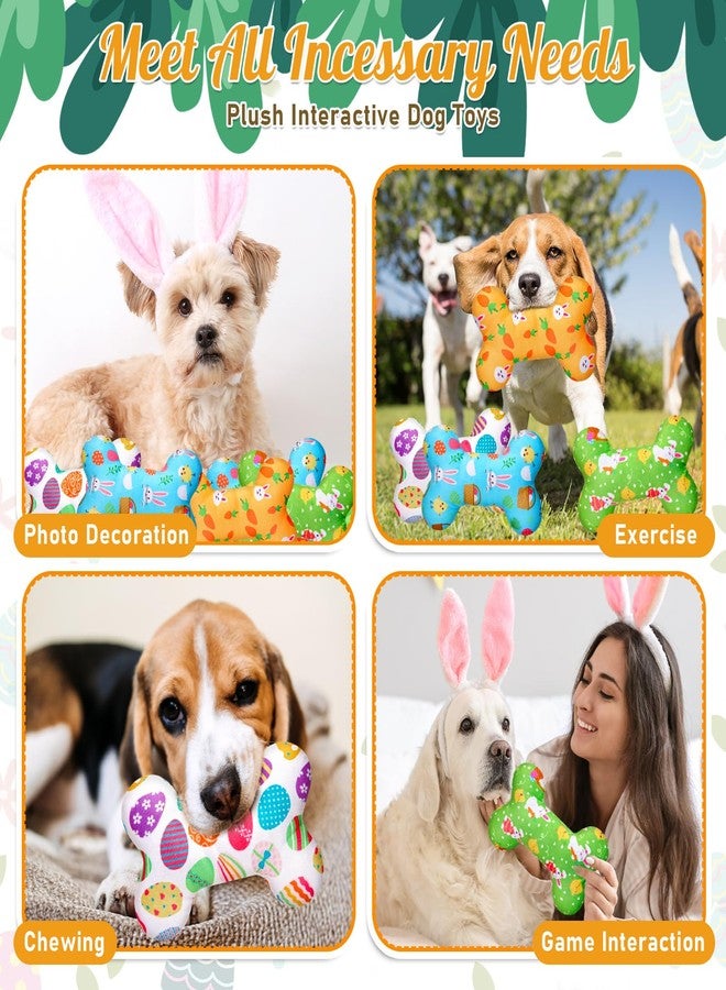 SilTriangle 12 Pack Easter Dog Toys Squeaky Bone Plush Durable Cute Interactive Dog Stuffed Chew Toys with Egg Bunny Pattern for Playing Training Teeth Cleaning - Image 5